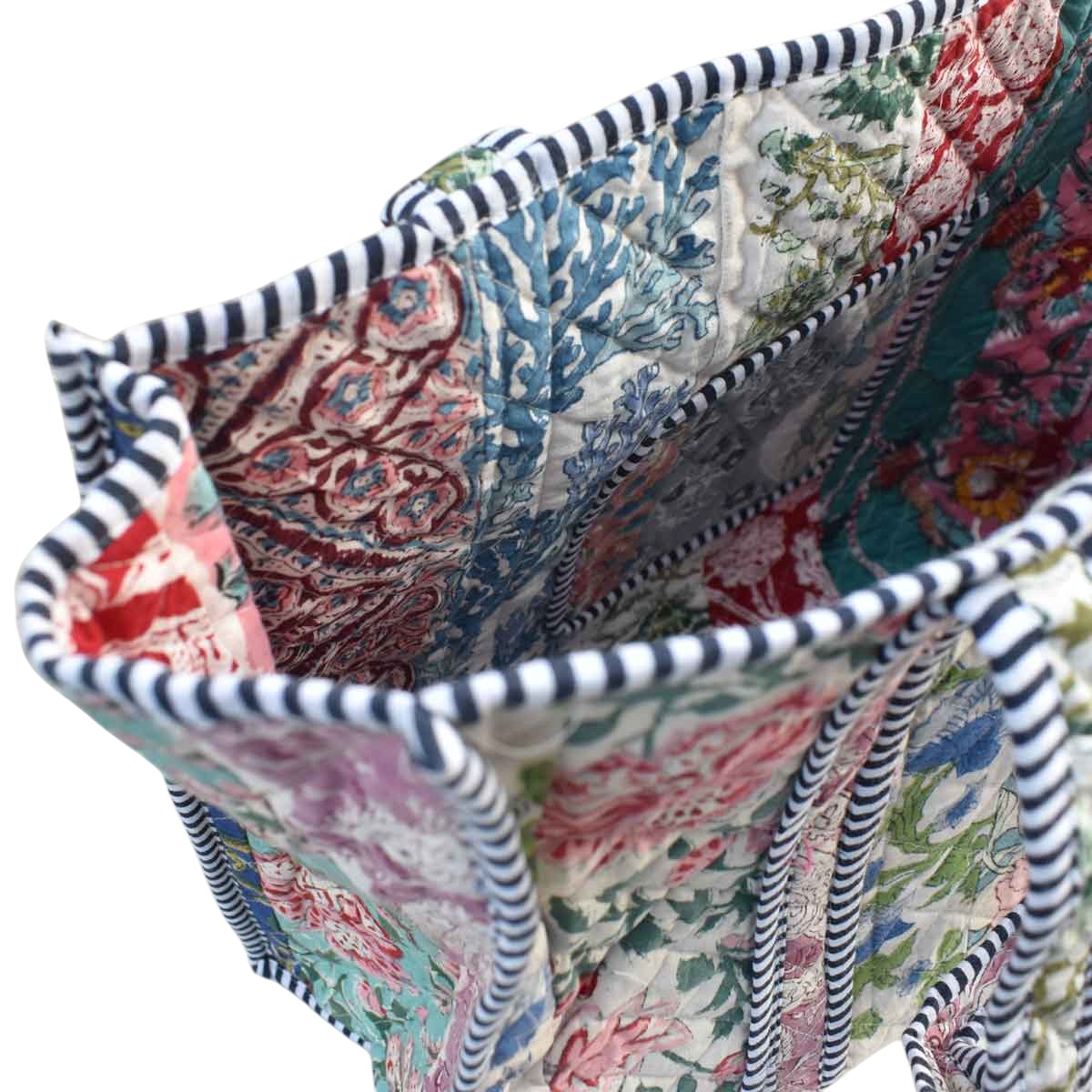 Hand Block Printed Cotton Quilted Tote Bag 251139