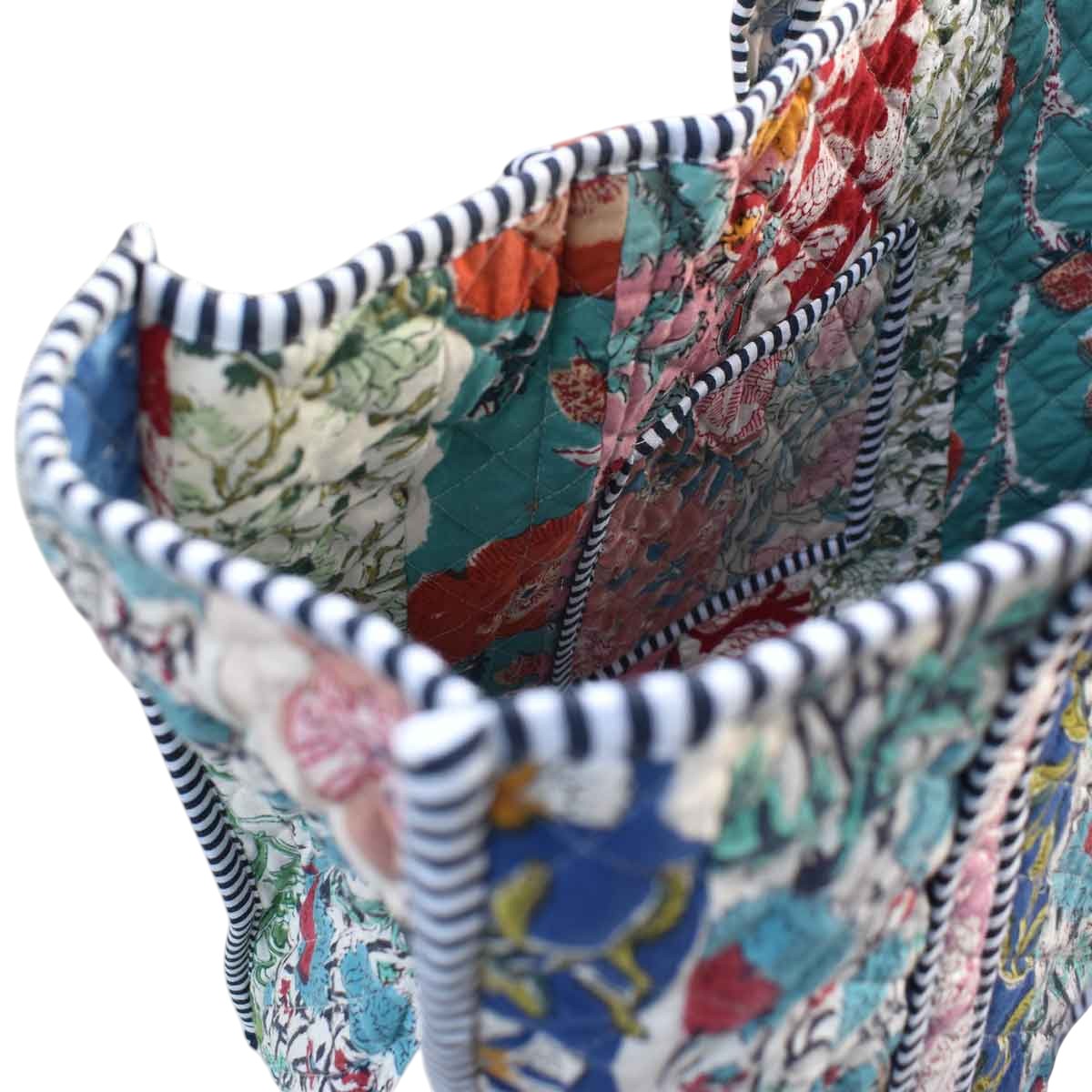 Hand Block Printed Cotton Quilted Tote Bag 251144