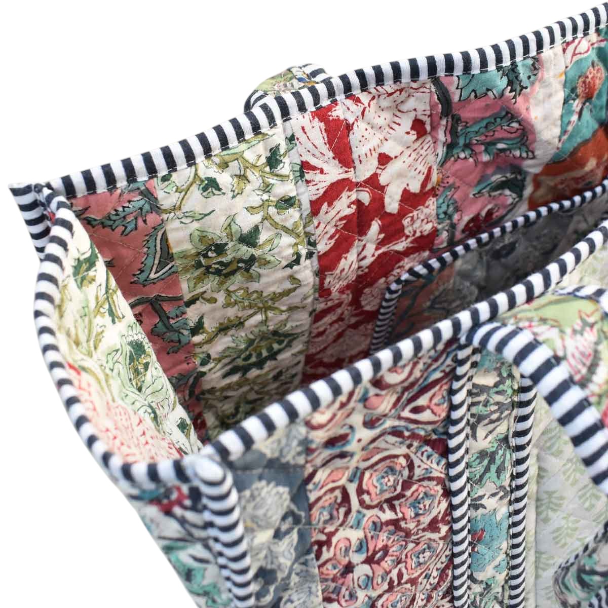 Hand Block Printed Cotton Quilted Tote Bag  251146