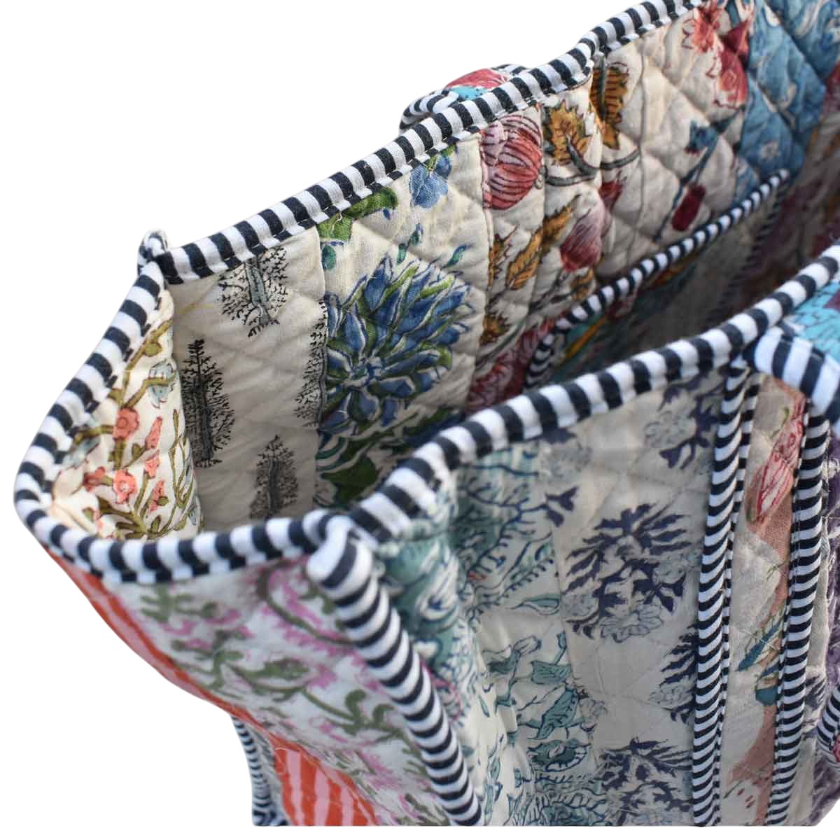 Hand Block Printed Cotton Quilted Tote Bag 251147