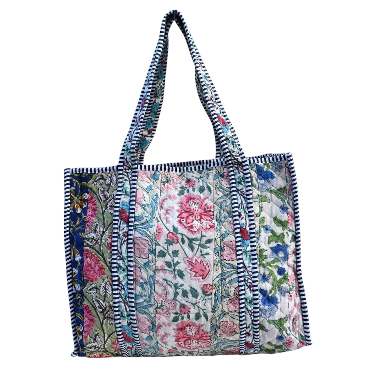Hand Block Printed Cotton Quilted Tote Bag  251148