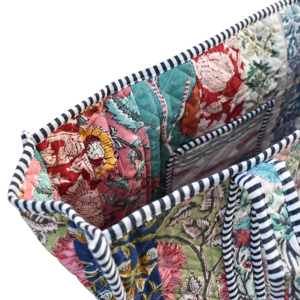 Hand Block Printed Cotton Quilted Tote Bag  251148