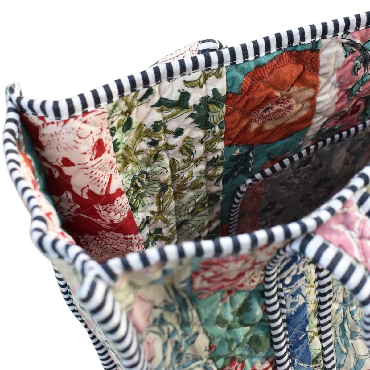 Hand Block Printed Cotton Quilted Tote Bag  251150