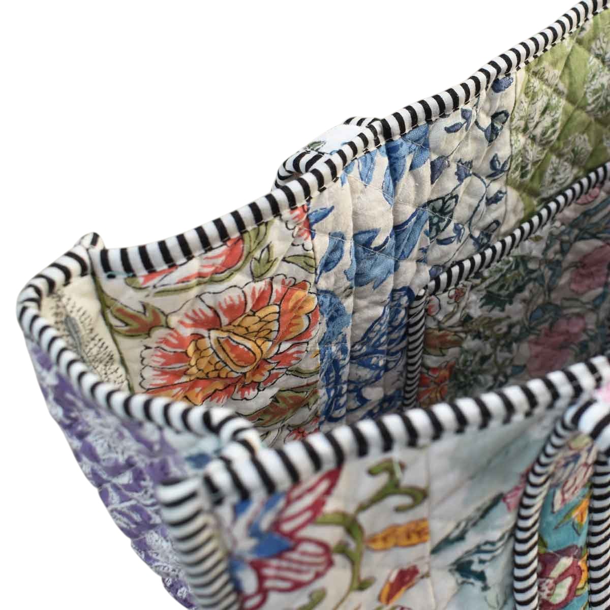 Hand Block Printed Cotton Quilted Tote Bag  251152