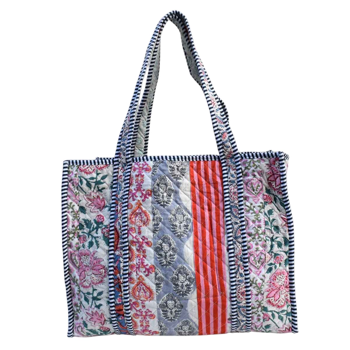 Hand Block Printed Cotton Quilted Tote Bag  251153