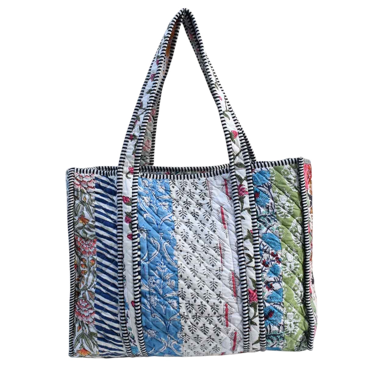 Hand Block Printed Cotton Quilted Tote Bag  251154