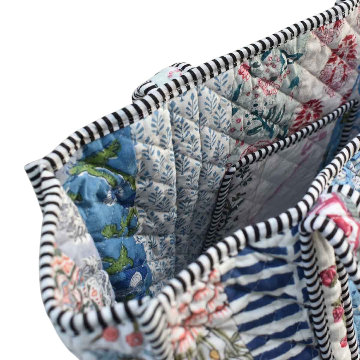 Hand Block Printed Cotton Quilted Tote Bag  251154