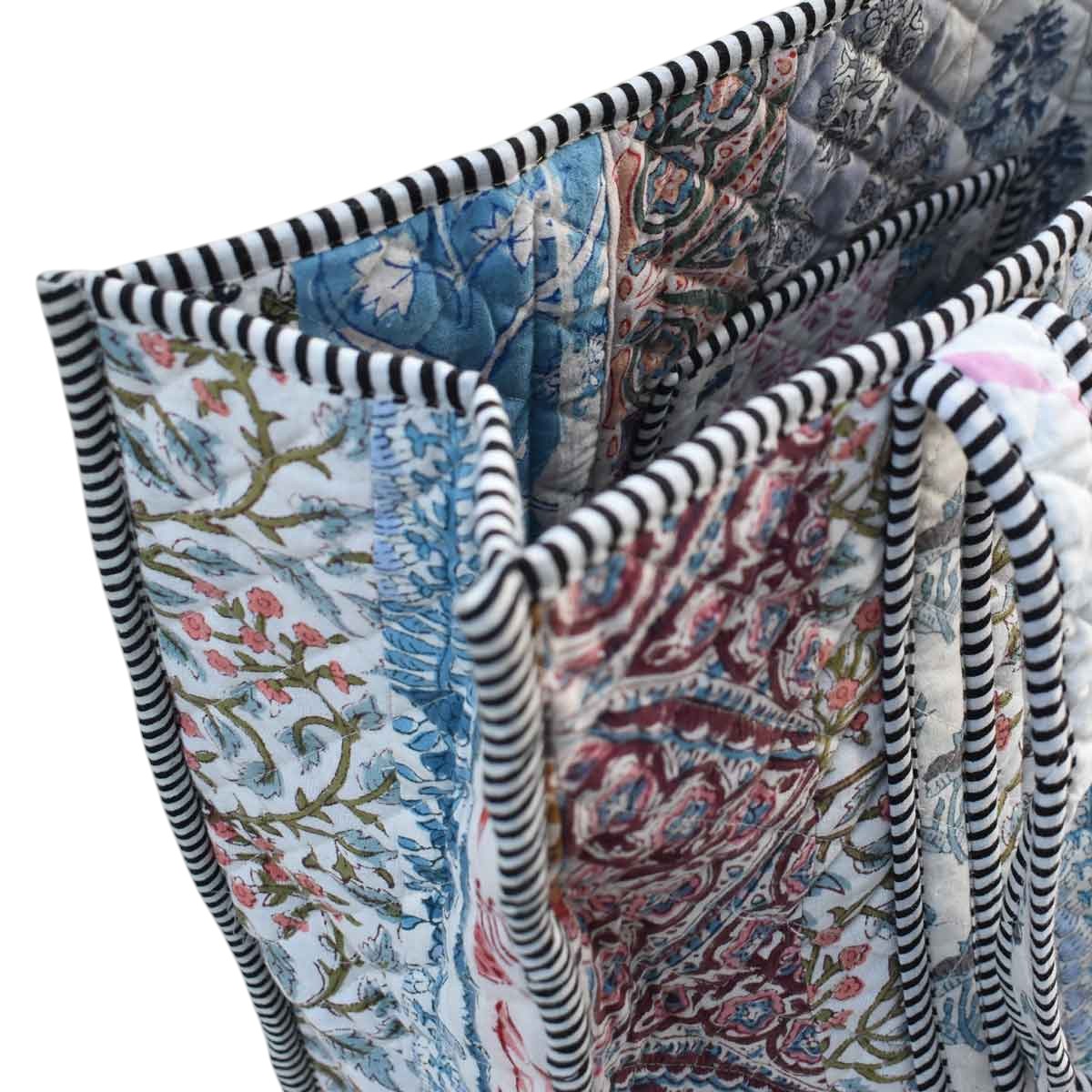 Hand Block Printed Cotton Quilted Tote Bag 251155