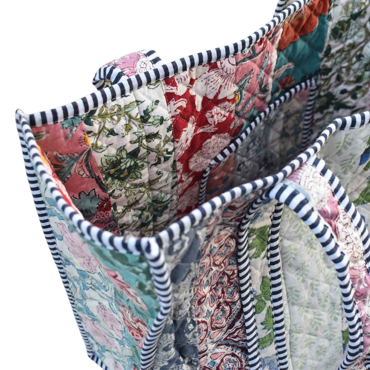 Hand Block Printed Cotton Quilted Tote Bag 251156