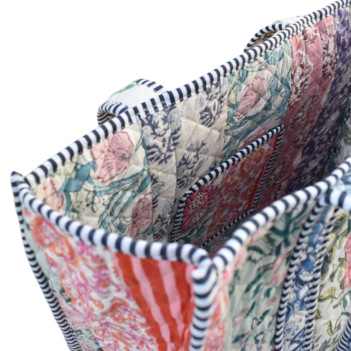 Hand Block Printed Cotton Quilted Tote Bag 251157