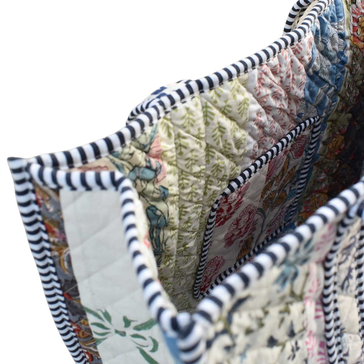 Hand Block Printed Cotton Quilted Tote Bag  251158
