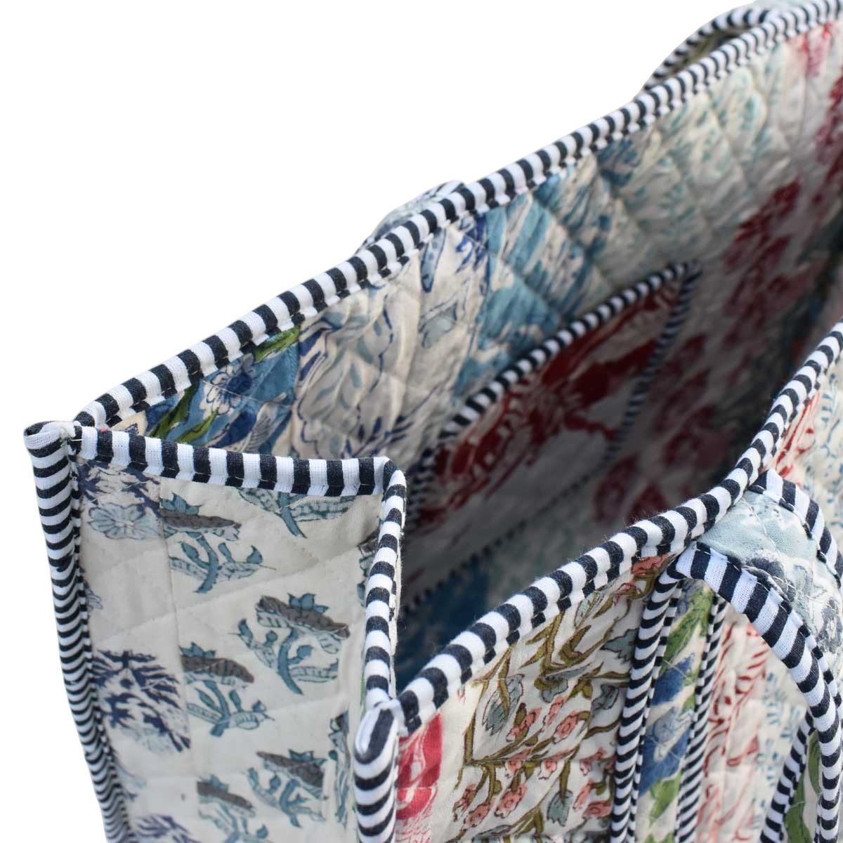 Hand Block Printed Cotton Quilted Tote Bag 251159