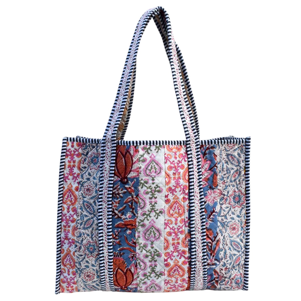 Hand Block Printed Cotton Quilted Tote Bag  251160