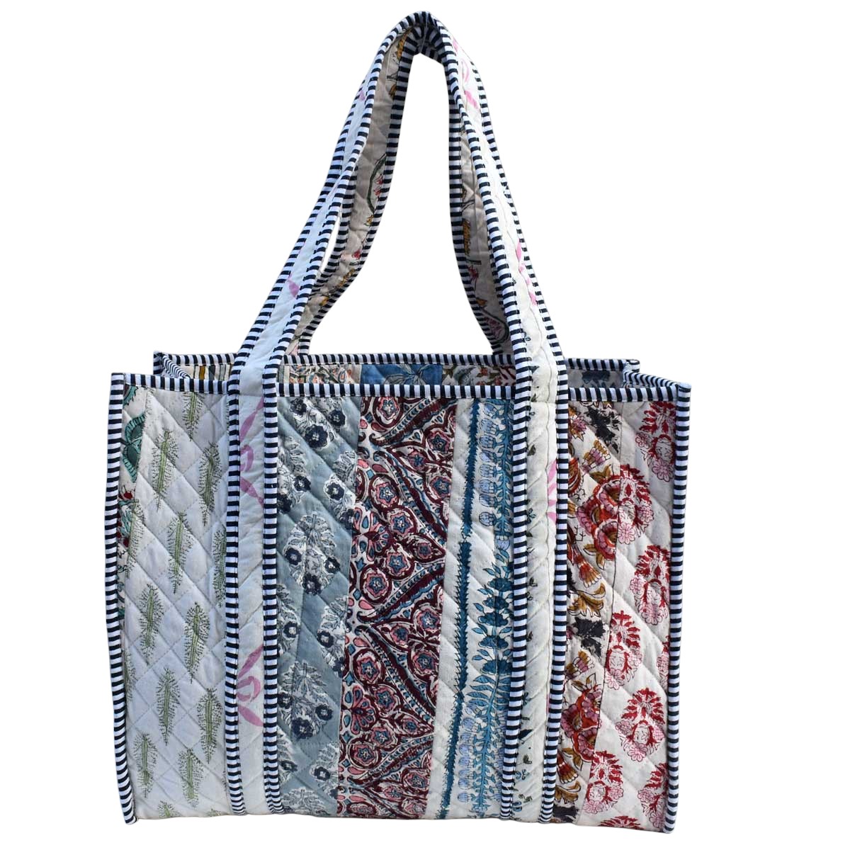 Hand Block Printed Cotton Quilted Tote Bag 251161