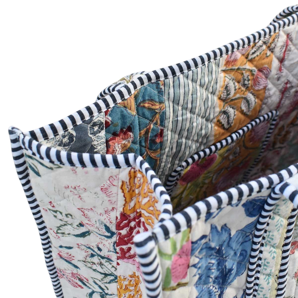 Hand Block Printed Cotton Quilted Tote Bag  251163