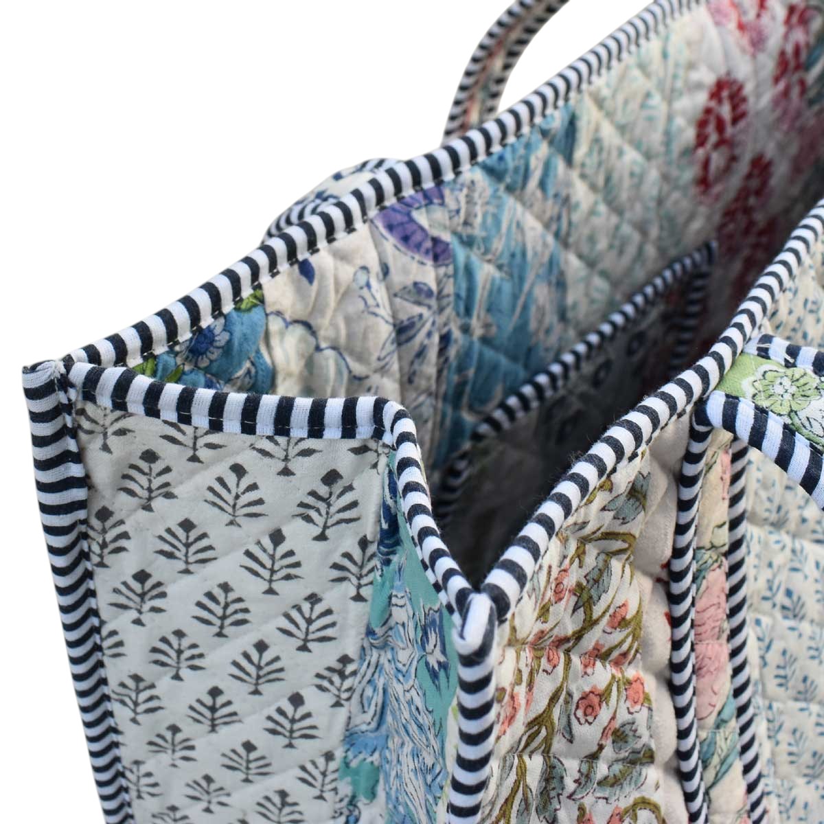 Hand Block Printed Cotton Quilted Tote Bag  251164