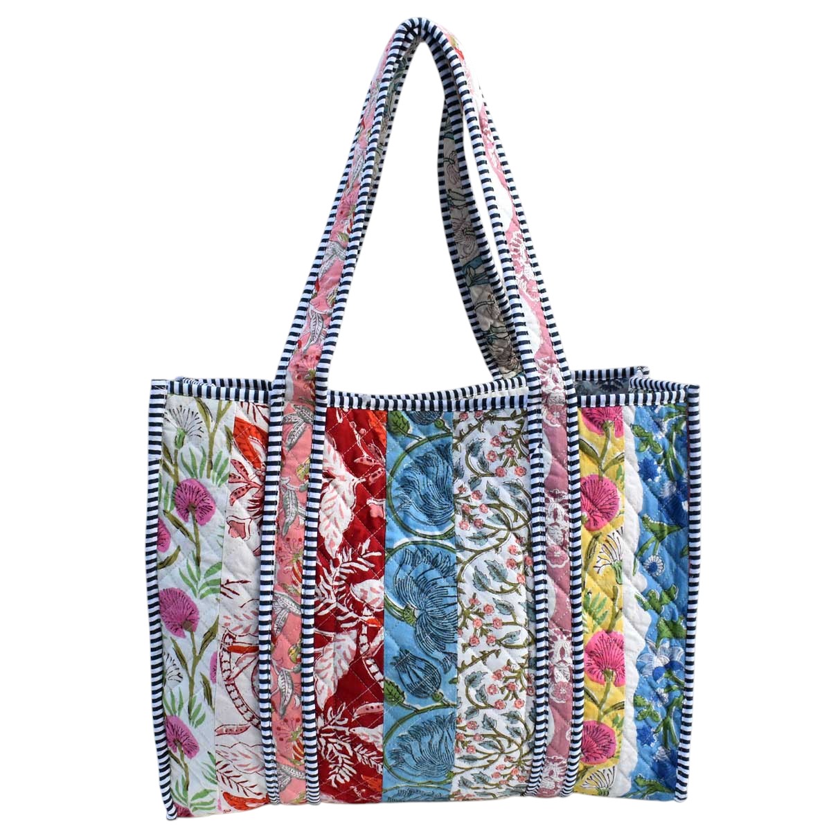 Hand Block Printed Cotton Quilted Tote Bag 251165