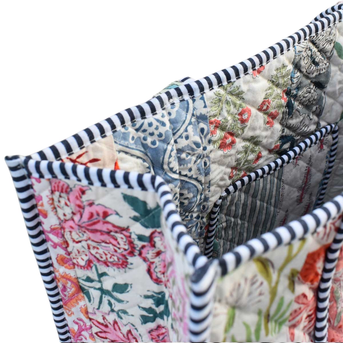 Hand Block Printed Cotton Quilted Tote Bag  251165