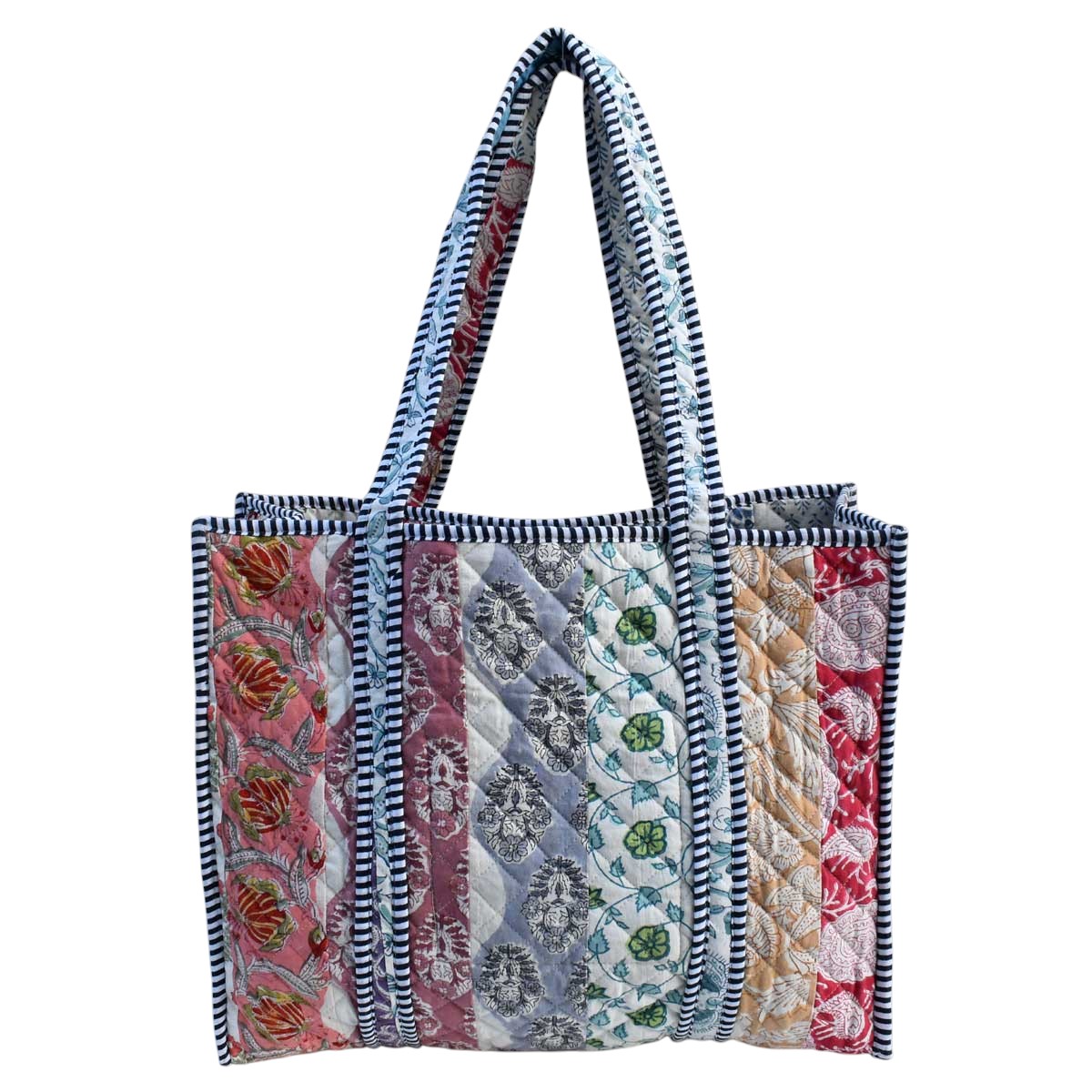 Hand Block Printed Cotton Quilted Tote Bag 251166