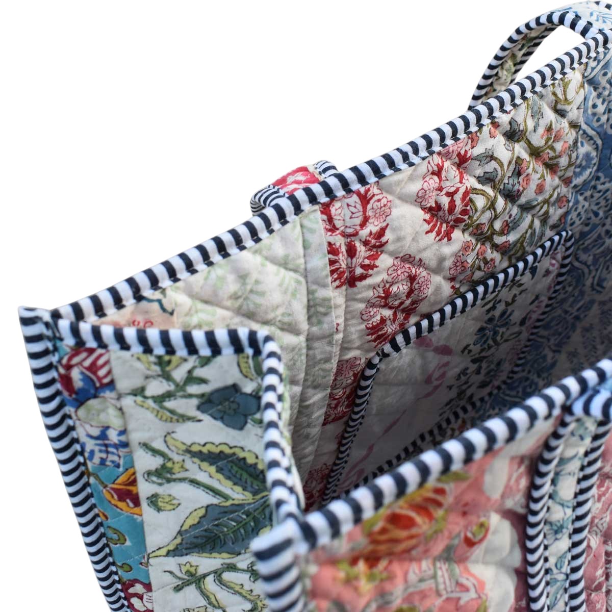 Hand Block Printed Cotton Quilted Tote Bag 251166