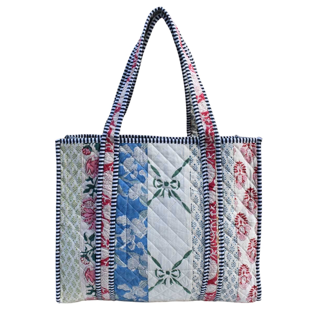 Hand Block Printed Cotton Quilted Tote Bag 251167