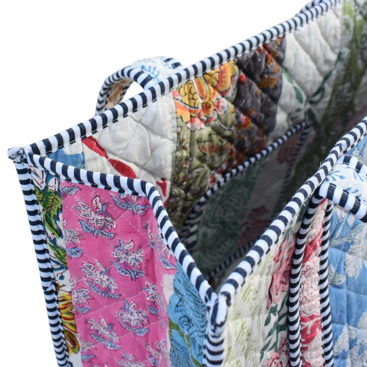 Hand Block Printed Cotton Quilted Tote Bag  251167