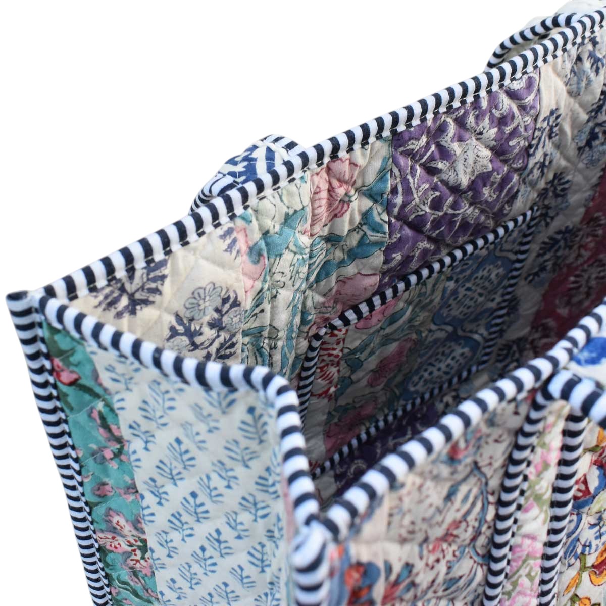Hand Block Printed Cotton Quilted Tote Bag 251169