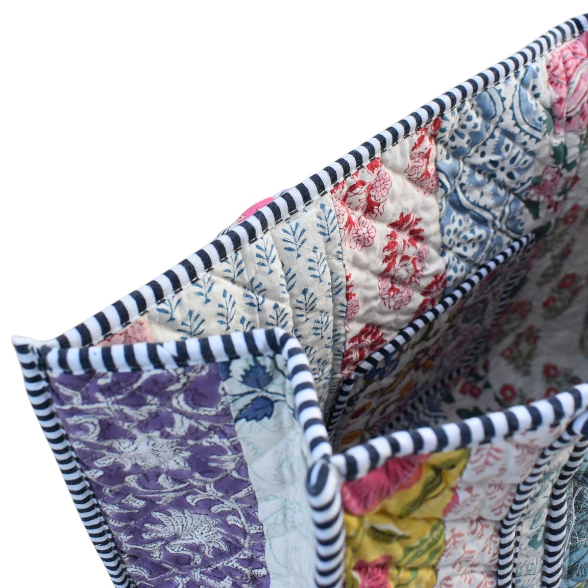 Hand Block Printed Cotton Quilted Tote Bag 251170