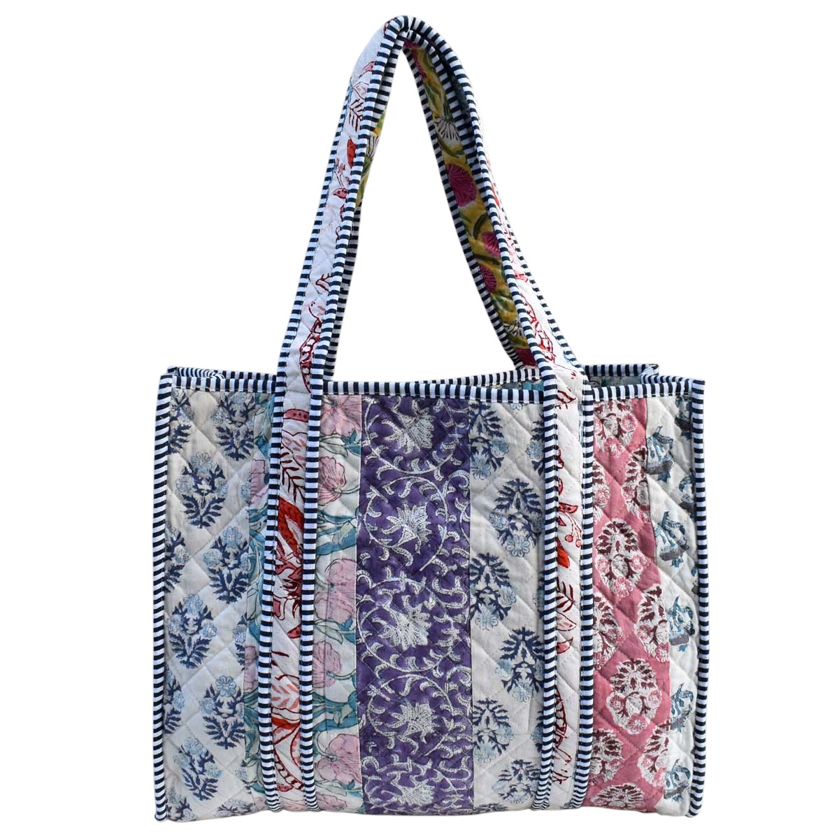 Hand Block Printed Cotton Quilted Tote Bag 251171