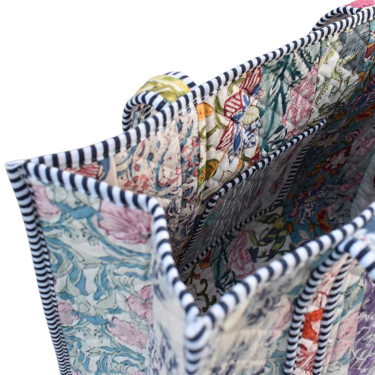 Hand Block Printed Cotton Quilted Tote Bag  251171