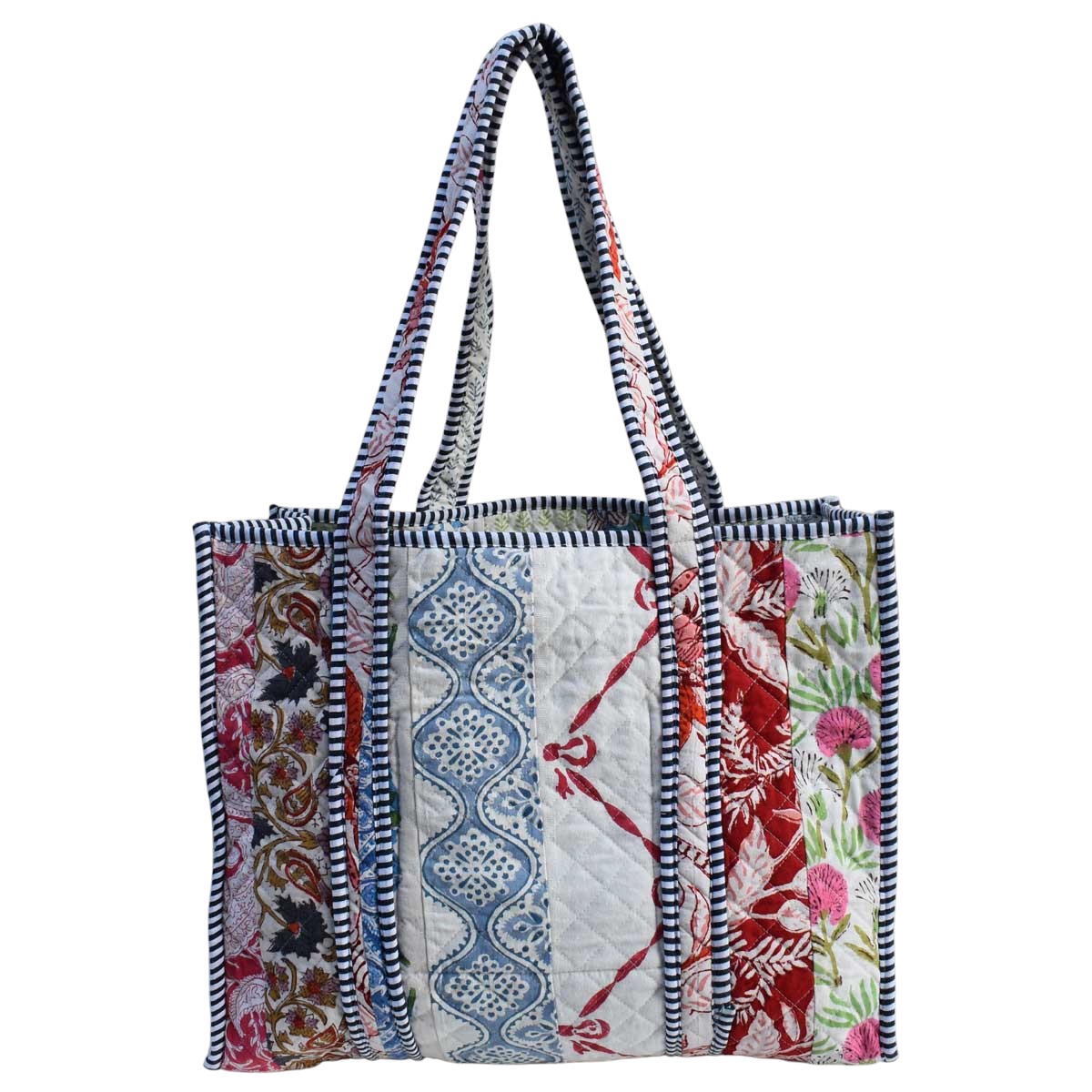 Hand Block Printed Cotton Quilted Tote Bag  251172