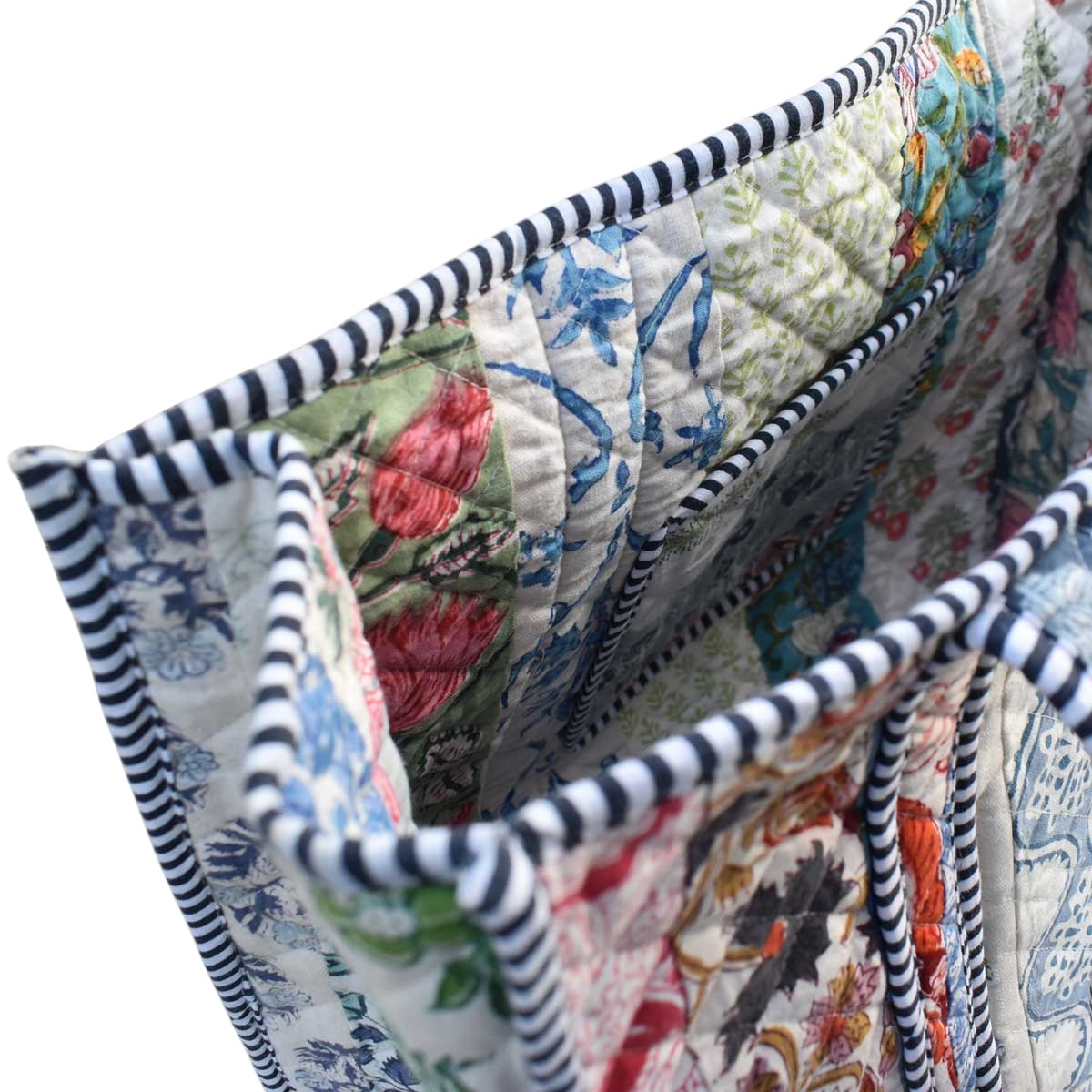 Hand Block Printed Cotton Quilted Tote Bag  251172