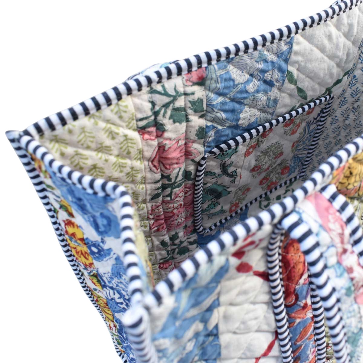 Hand Block Printed Cotton Quilted Tote Bag 251173