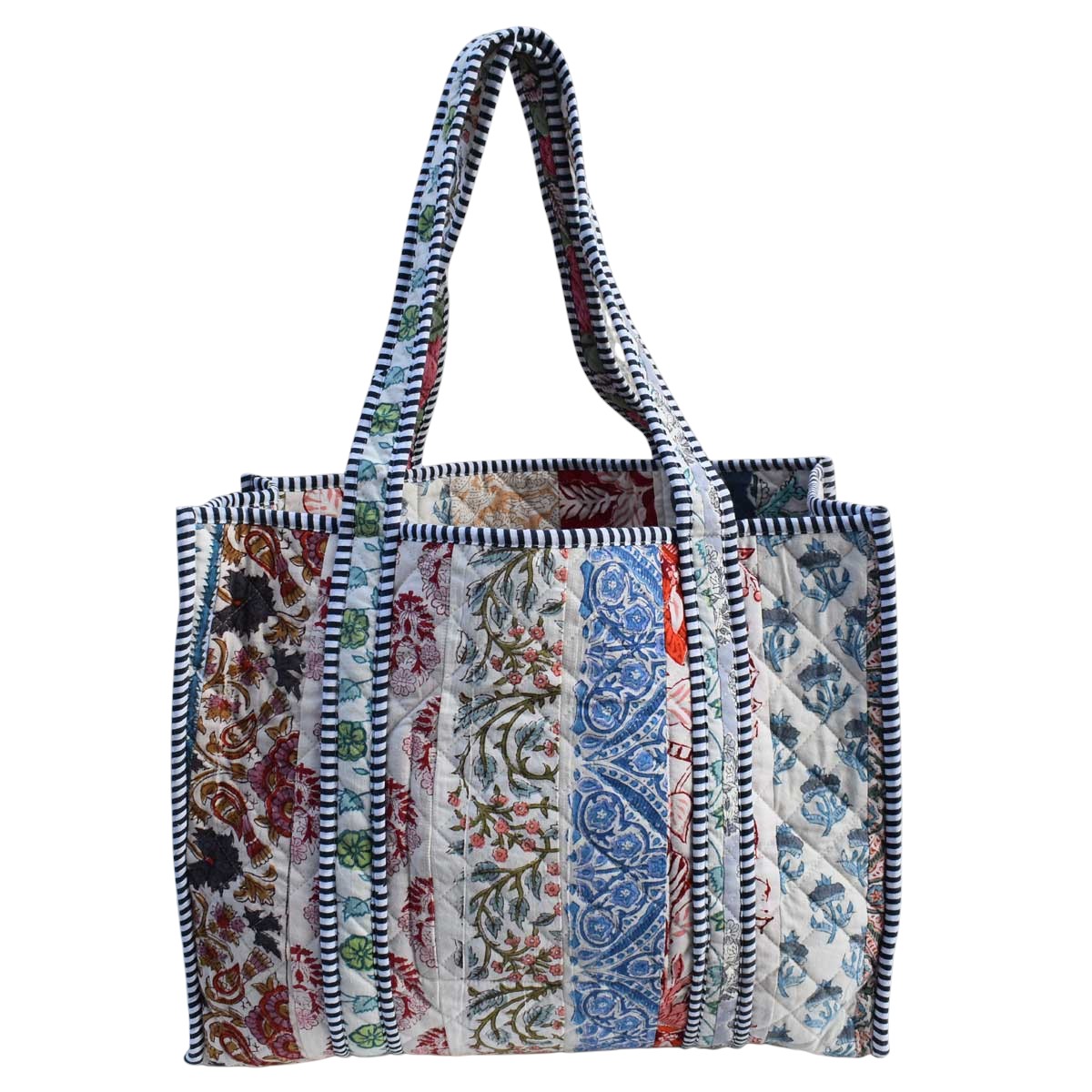 Hand Block Printed Cotton Quilted Tote Bag 251174
