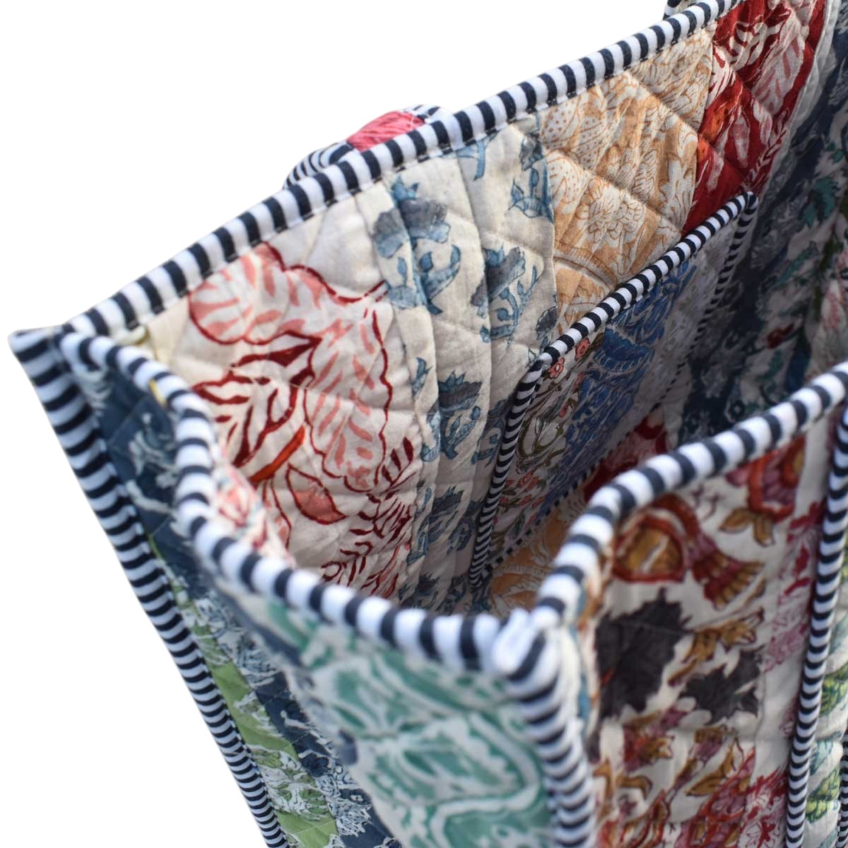 Hand Block Printed Cotton Quilted Tote Bag  251174