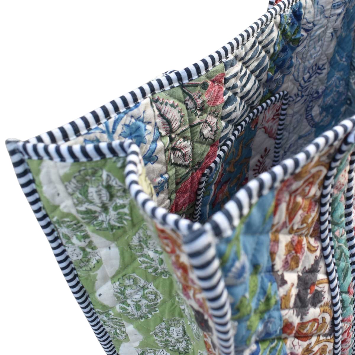 Hand Block Printed Cotton Quilted Tote Bag 251175