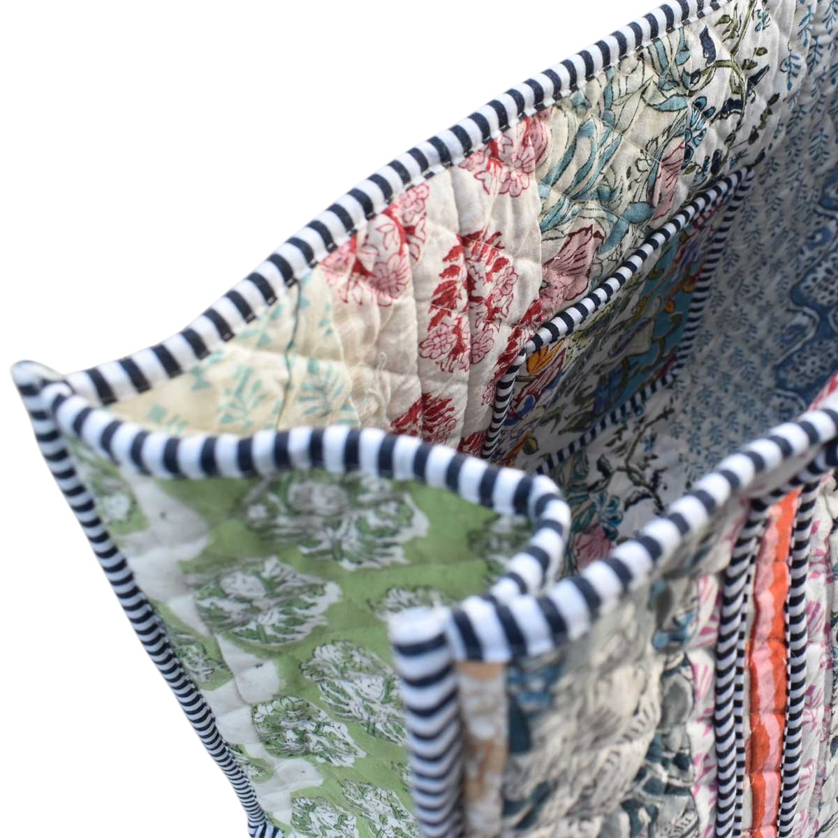 Hand Block Printed Cotton Quilted Tote Bag  251176
