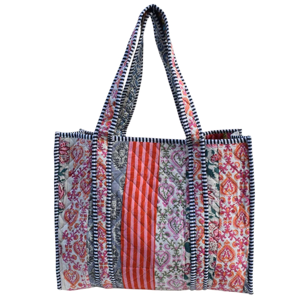 Hand Block Printed Cotton Quilted Tote Bag 251177