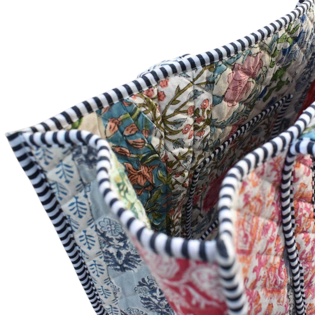 Hand Block Printed Cotton Quilted Tote Bag 251177