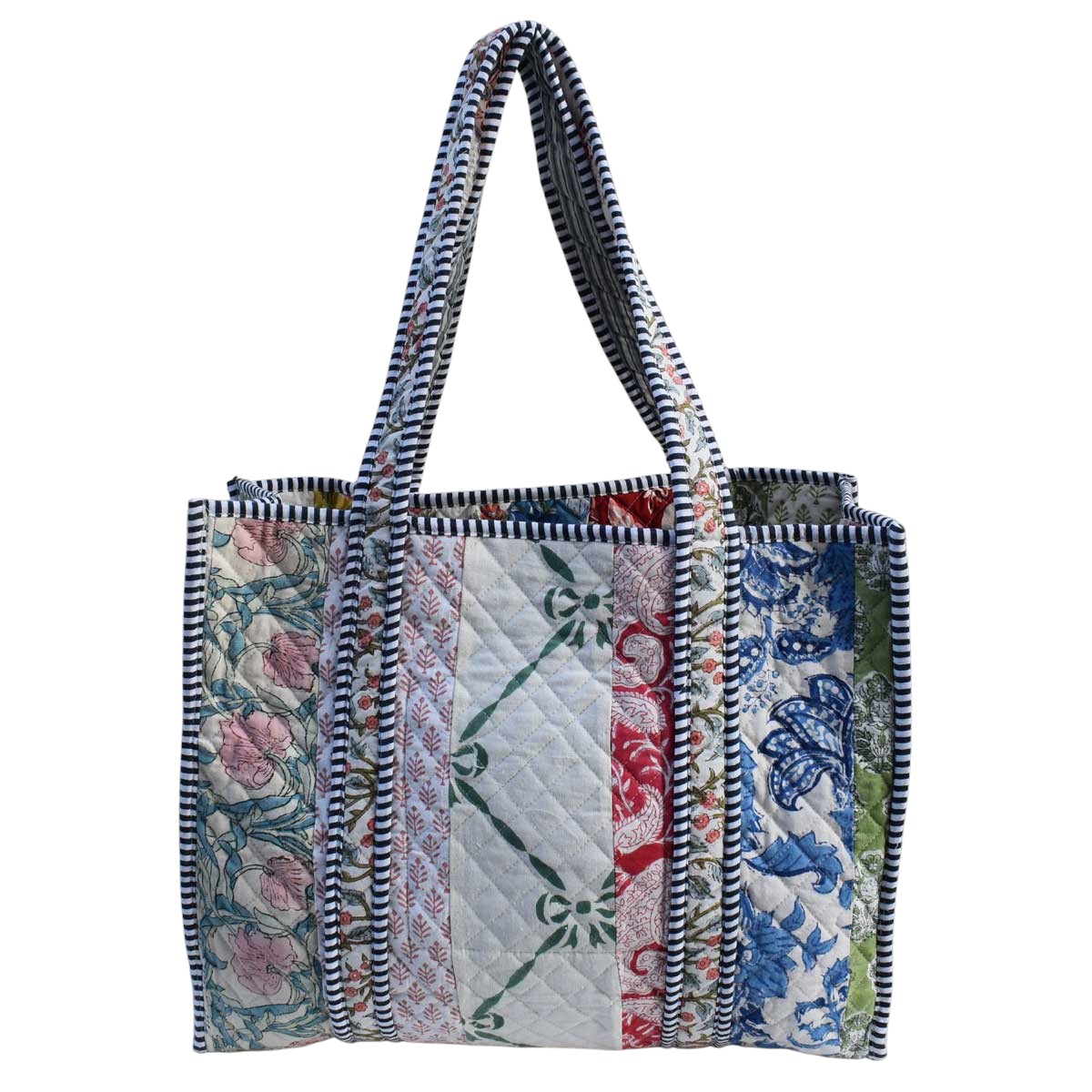 Hand Block Printed Cotton Quilted Tote Bag 251178