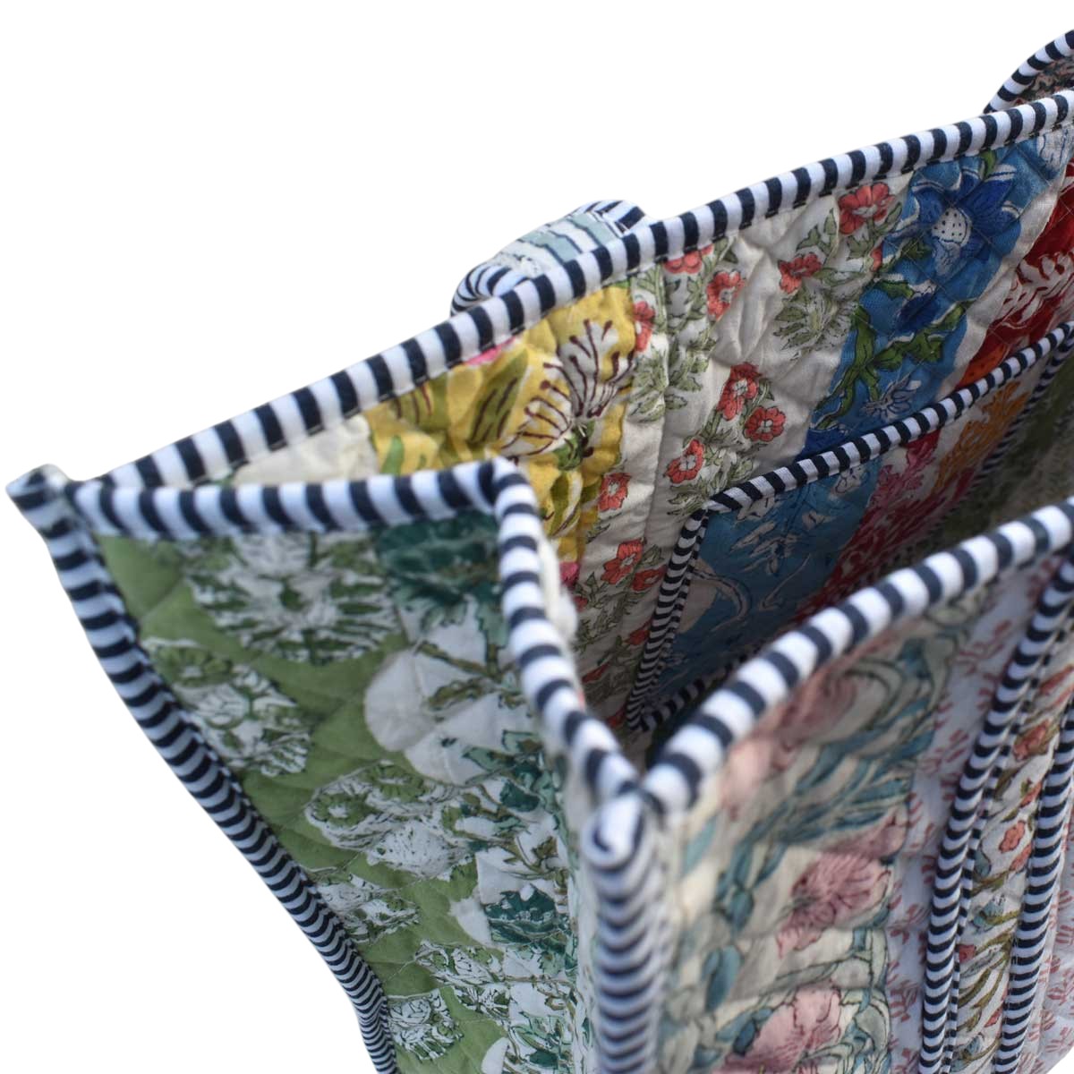 Hand Block Printed Cotton Quilted Tote Bag  251178