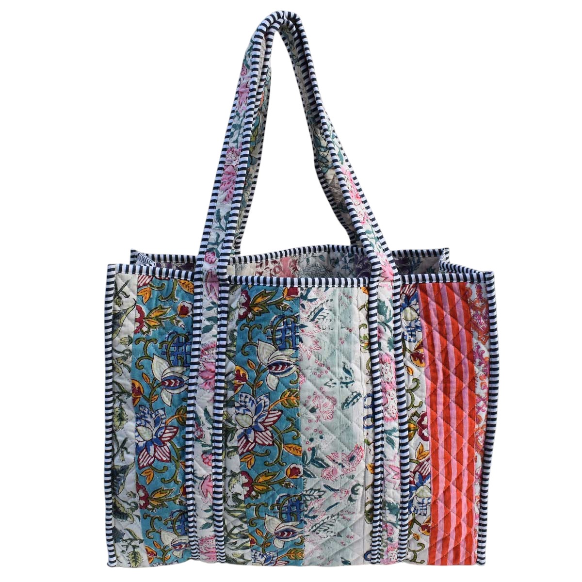 Hand Block Printed Cotton Quilted Tote Bag 251180