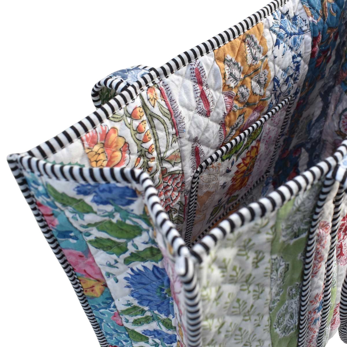 Hand Block Printed Cotton Quilted Tote Bag 251183