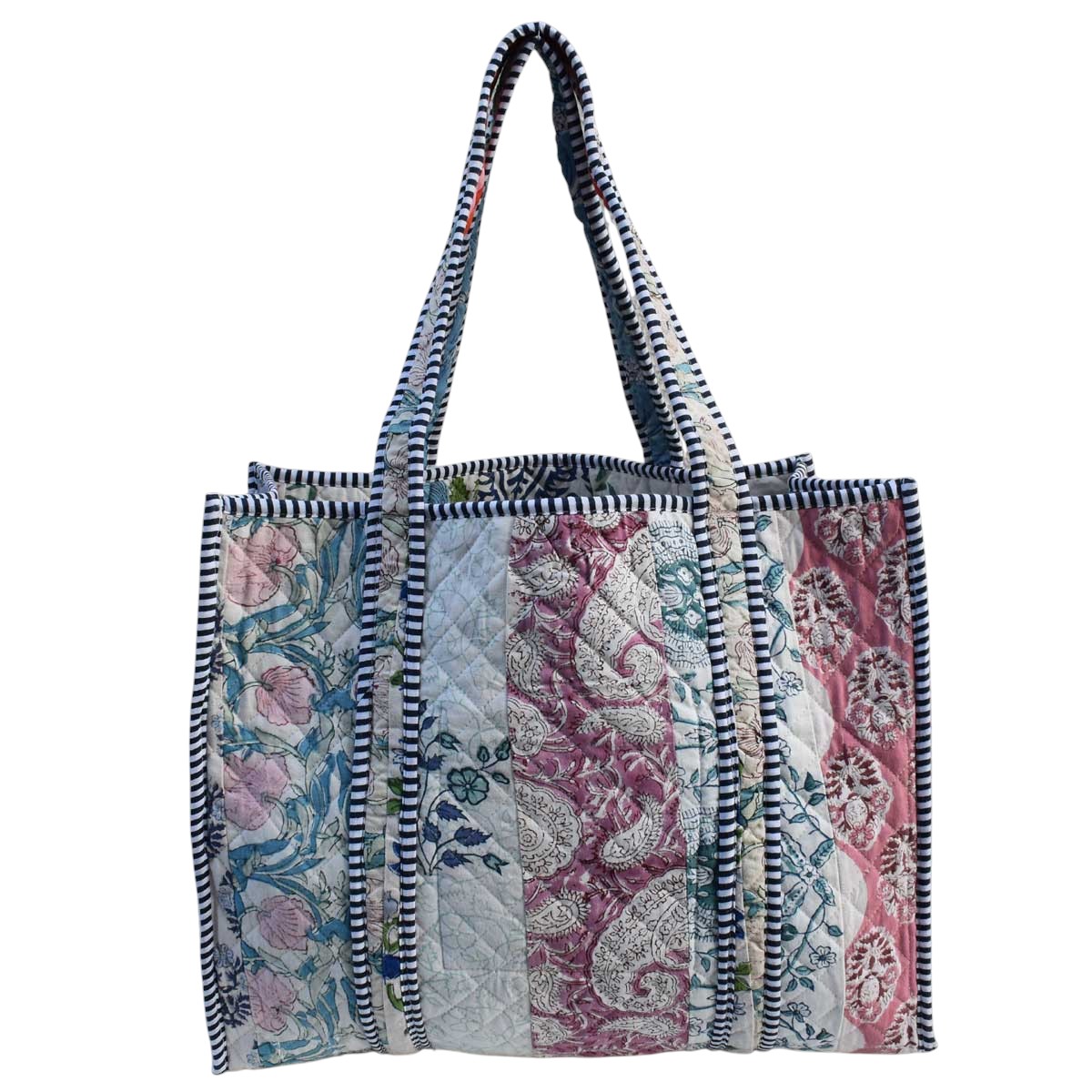 Hand Block Printed Cotton Quilted Tote Bag  251184