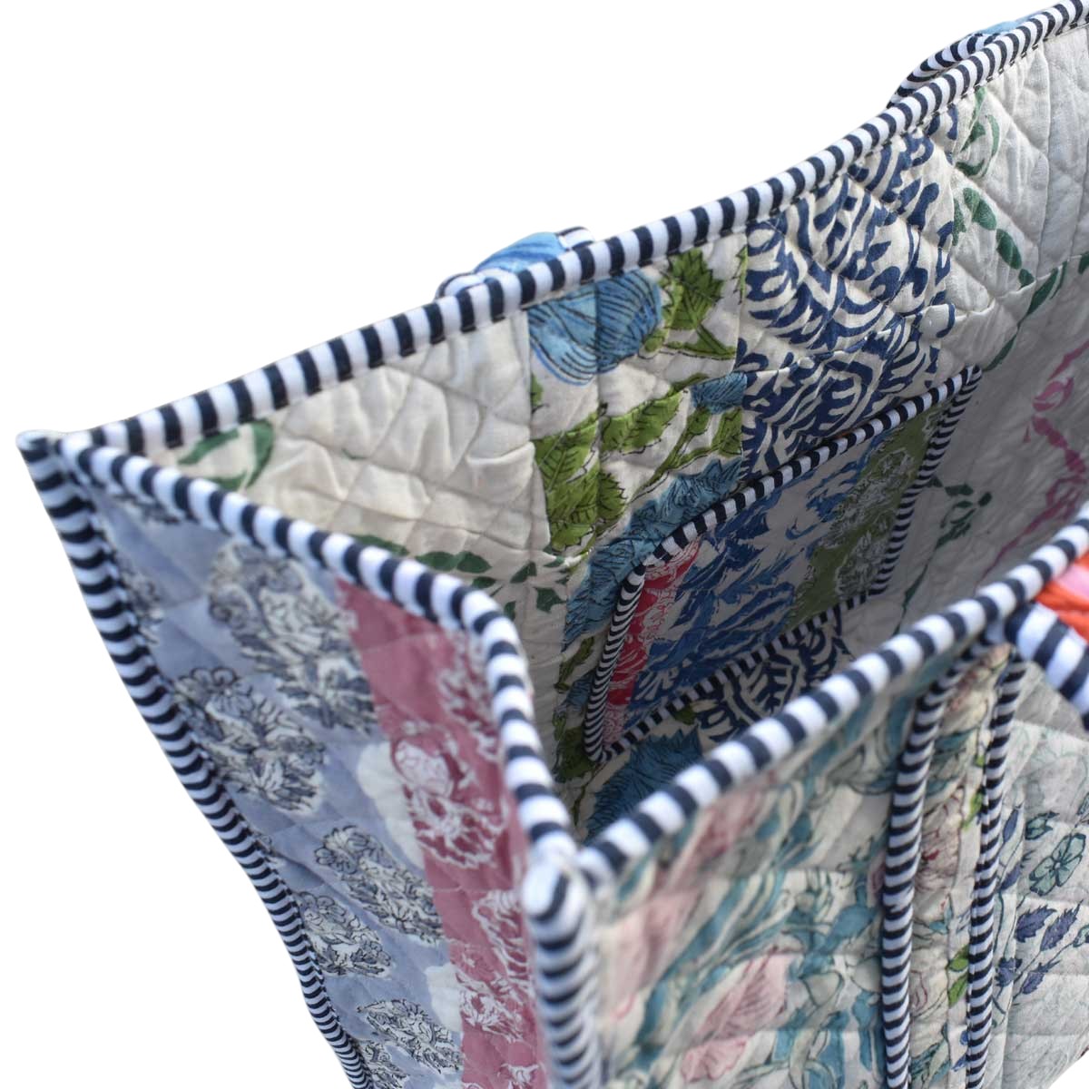 Hand Block Printed Cotton Quilted Tote Bag 251184