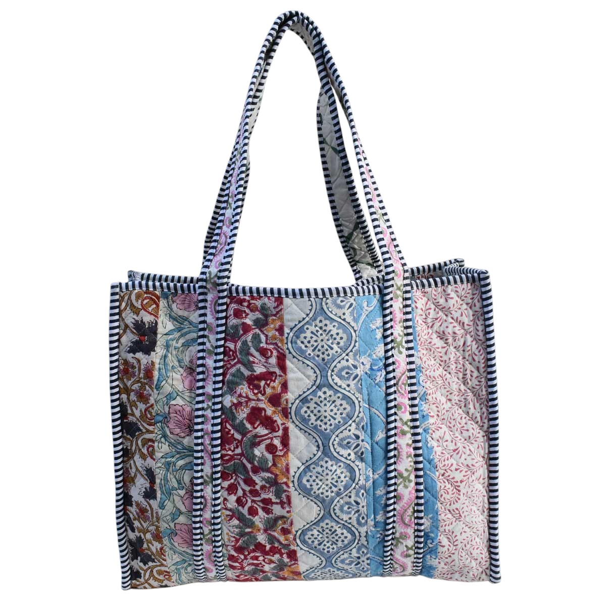 Hand Block Printed Cotton Quilted Tote Bag  251186