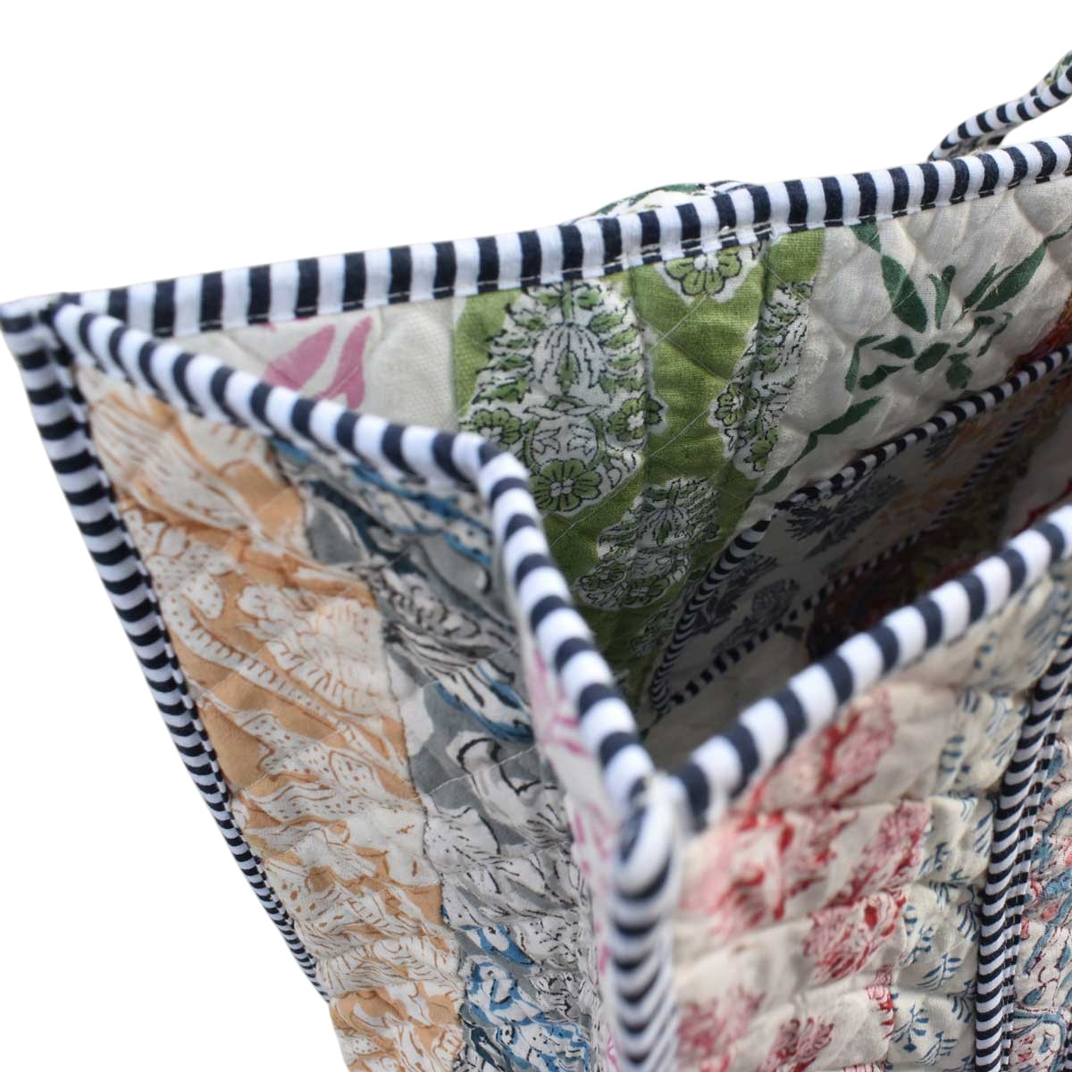 Hand Block Printed Cotton Quilted Tote Bag 251188