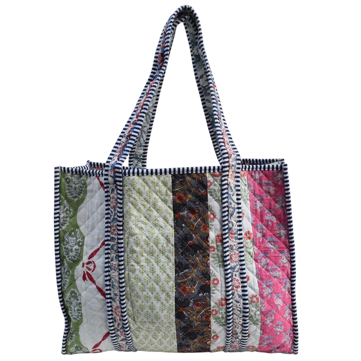 Hand Block Printed Cotton Quilted Tote Bag 251189