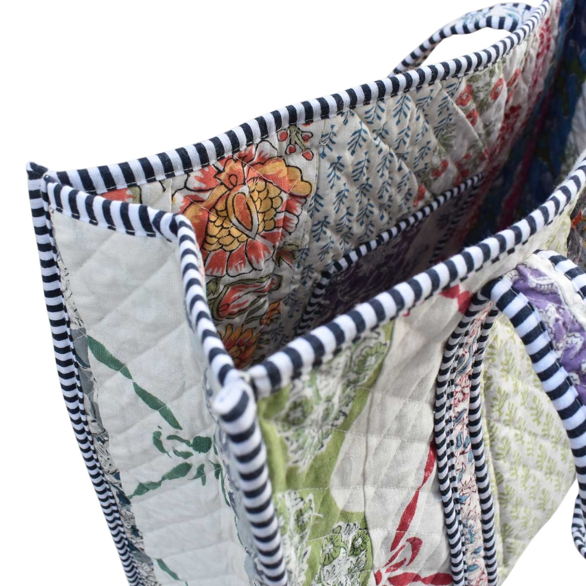 Hand Block Printed Cotton Quilted Tote Bag 251189