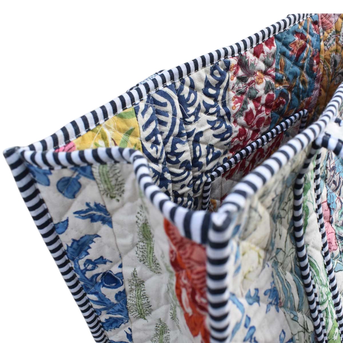 Hand Block Printed Cotton Quilted Tote Bag 251191
